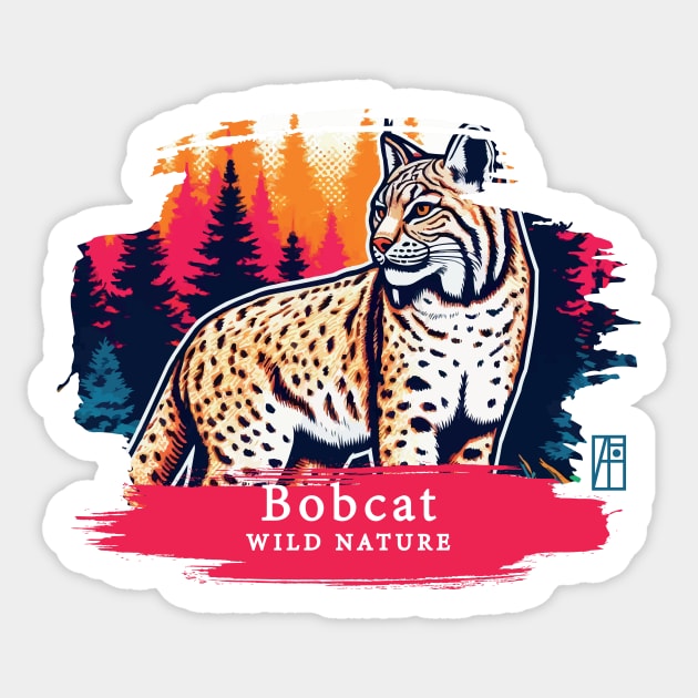 Bobcat - WILD NATURE - BOBCAT -5 Sticker by ArtProjectShop